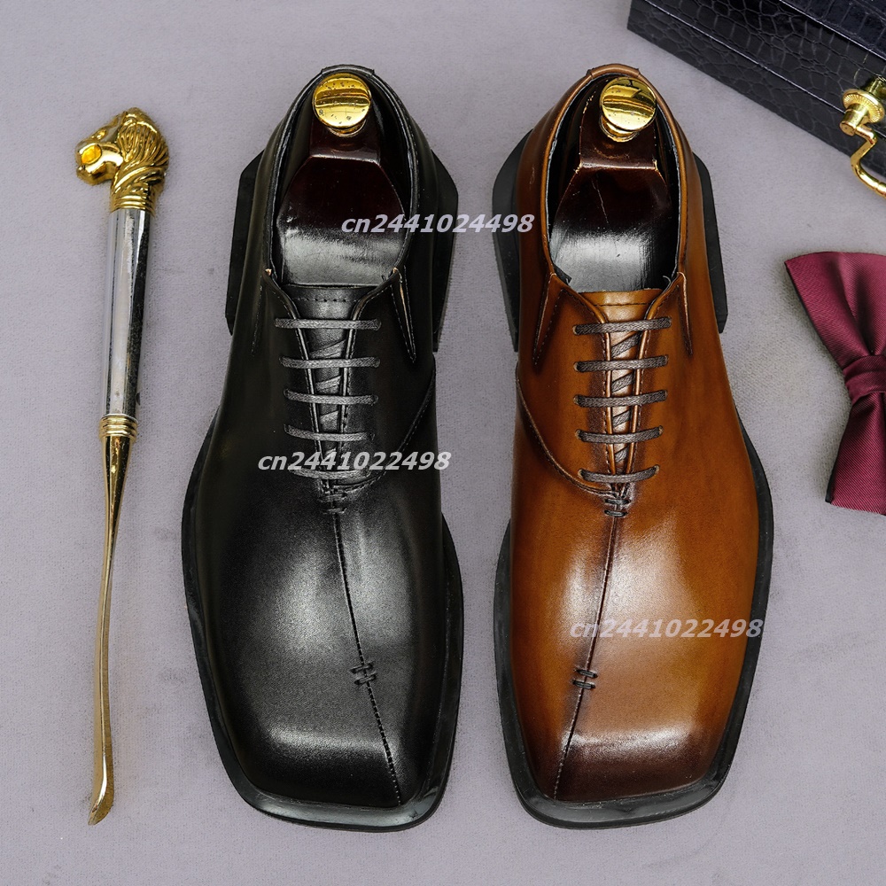 Handmade Square Toe Brown Leat - Leather Shoe Polish recension och pris